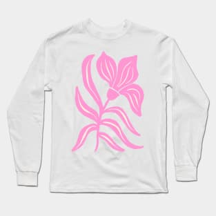 Pink Stylized Tulip Long Sleeve T-Shirt